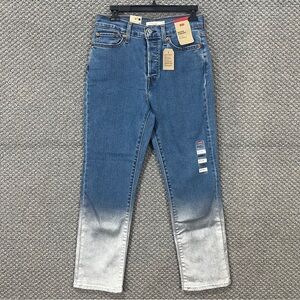 Levi's Wedgie Straight Leg Blue and Gray Jeans with Gradient Style